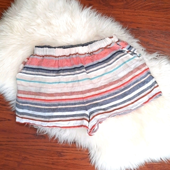 EnCreme Pants - EnCreme Striped Linen Shorts